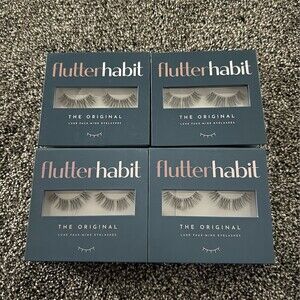 FlutterHabit Luxe Faux-Mink Wispy Cluster Eyelashes Black 12 Pairs Bulk